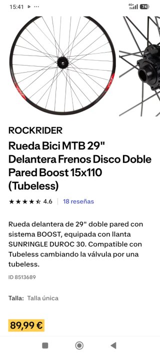 Rueda Delantera MTB 29 pulgadas