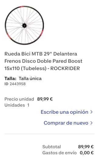Rueda Delantera MTB 29 pulgadas