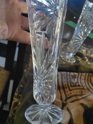 2 Jarrones Cristal Tallado Pequeños