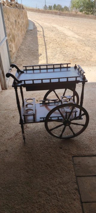 Carrito bar camarera madera rústico ruedas