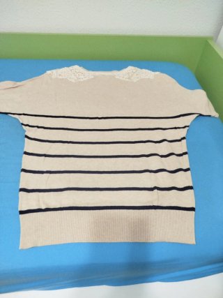 Camiseta Amichi rayas beige y azul
