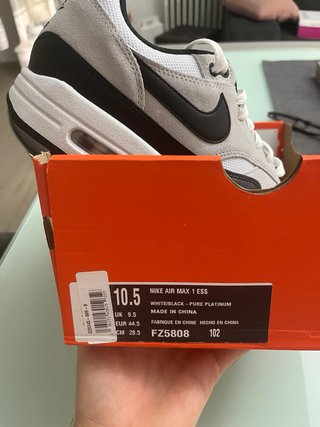 Nike Air Max 1 Pure Platinum Negro Blanco