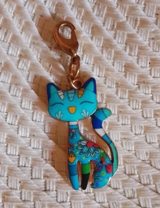 Dije Llavero Gatito Azul Multicolor