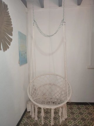 Columpio de macramé blanco