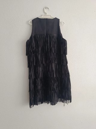 Vestido mini Zara flecos ante talla M