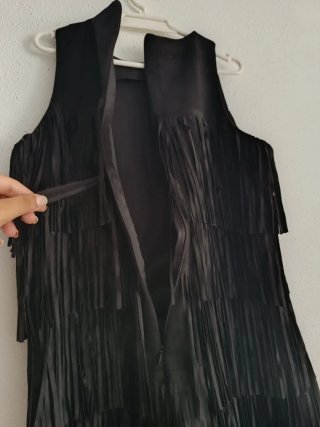 Vestido mini Zara flecos ante talla M