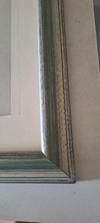 Marco para lienzo/acuarela beige y verde