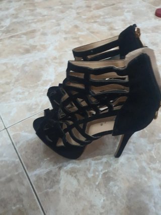 Sandalias Negras Tacón Alto Plataforma
