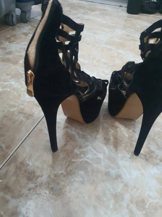 Sandalias Negras Tacón Alto Plataforma