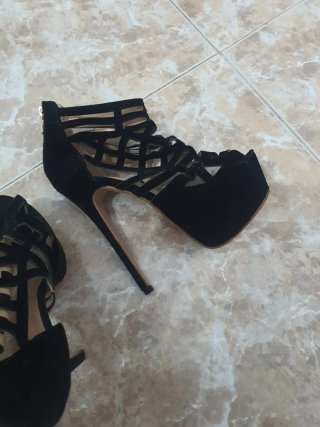 Sandalias Negras Tacón Alto Plataforma