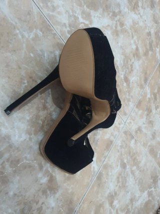 Sandalias Negras Tacón Alto Plataforma