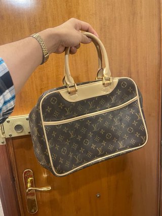 Bolso Maletin  Marrón y Beige