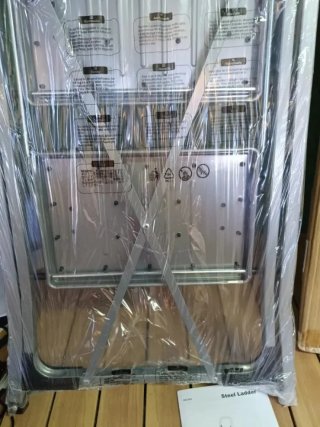SONGMICS Escalera de Tijera con 4 Peldaños, Gris
