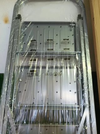 SONGMICS Escalera de Tijera con 4 Peldaños, Gris