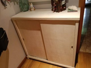 Zapatero blanco madera puerta corredera