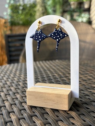 Pendientes Raya Moteada Azul y Blanco