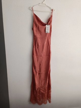 Vestido largo Zara jacquard encaje talla XS