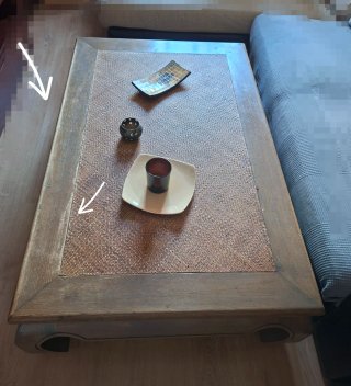 Mesa de centro estilo balinés madera y ratán