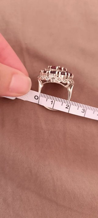 Anillo vintage granates y marcasitas plata