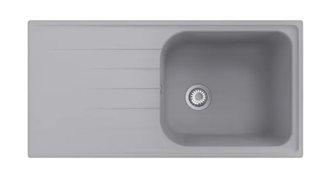 Fregadero gris de un seno