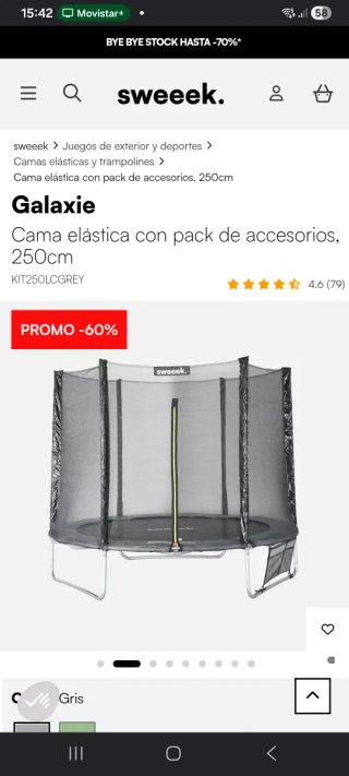 Cama elástica 250cm con accesorios a estrenar.
