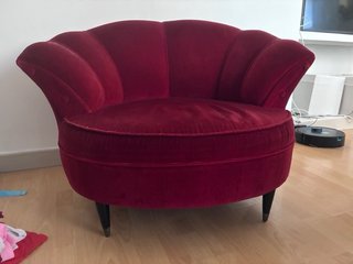 Sofá Curvo Terciopelo Rojo incl. 1 sillón