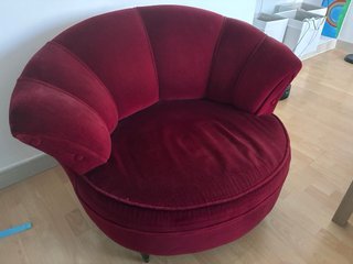 Sofá Curvo Terciopelo Rojo incl. 1 sillón