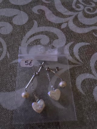 Pendientes Corazón y Perla Plata