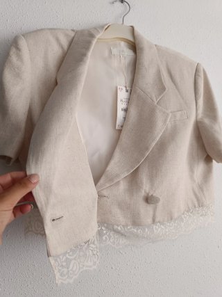 Blazer con encaje Zara talla XL con lino