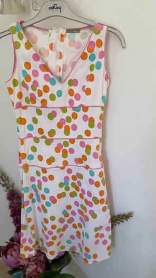 Vestido Tintoretto blanco lunares colores