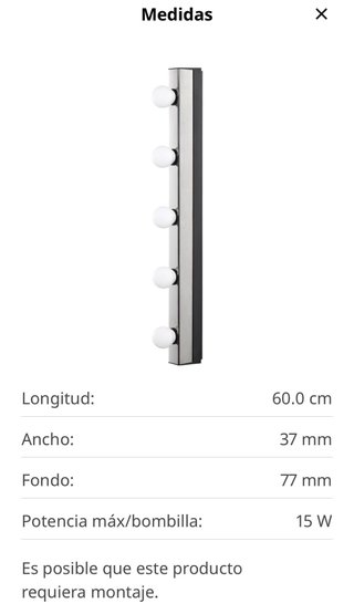 Luz tocador IKEA Musik Plata/Blanco
