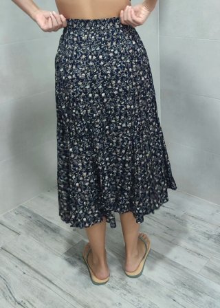 Falda larga vintage floral con botones