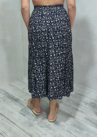 Falda larga vintage floral con botones