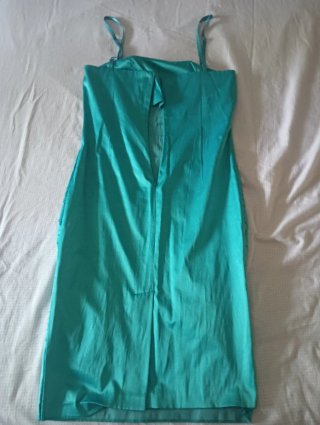 Vestido de fiesta verde azulado