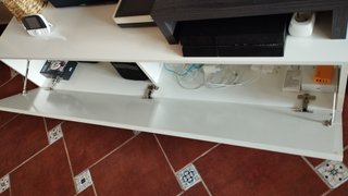 Mueble salón modular blanco y wengué
