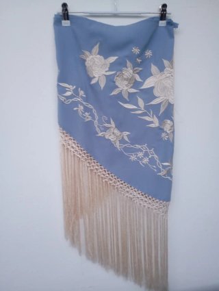 Mantoncillo Flamenca Azul y Blanco
