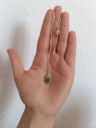 Colgante esmeralda marcasitas + cadena