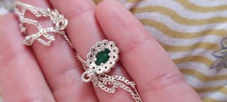 Colgante esmeralda marcasitas + cadena