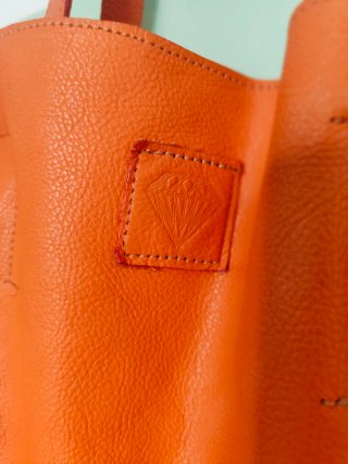 Bolso Tote Cuero Vacuno Argentino Naranja