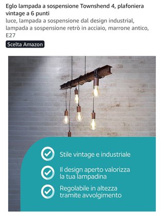 Lampada a sospensione Eglo Townshend 4