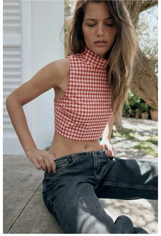 Crop Top Cuadro Vichy Zara