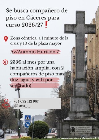 Alquiler Cáceres, piso céntrico y barato.