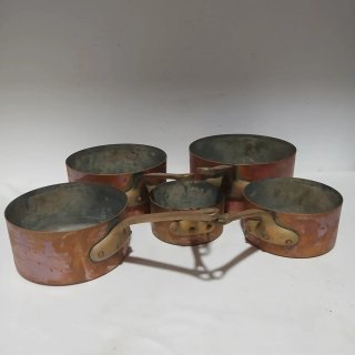 Cazos franceses vintage de cobre y latón