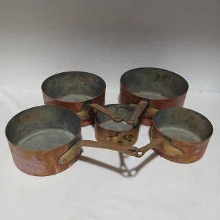 Cazos franceses vintage de cobre y latón
