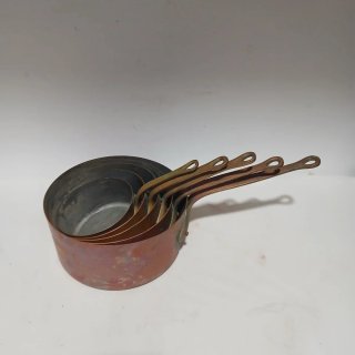 Cazos franceses vintage de cobre y latón