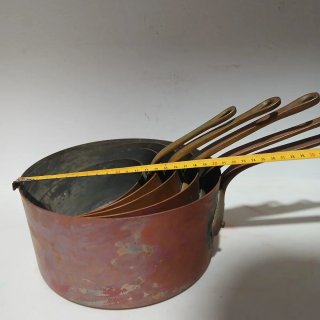 Cazos franceses vintage de cobre y latón