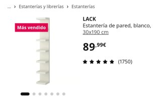 Estantería LACK Blanca 30x190 cm