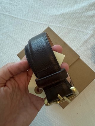 Cinturón de piel Meermin marrón y dorado