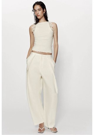 Top  Encaje Rib Zara Beige