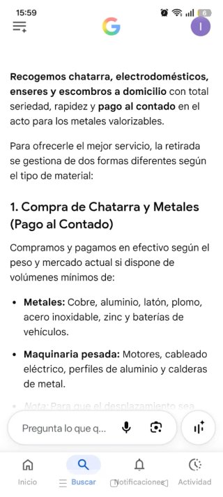 Chatarreria móvil y recogida de escombros.